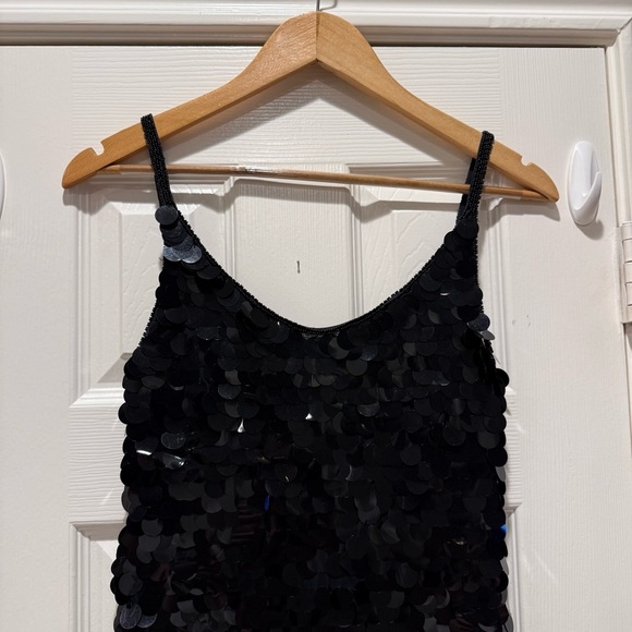 Vintage Black Label Mini Dress Women’s Sz 6 Black Large Circle Sequined Party - Picture 3 of 10